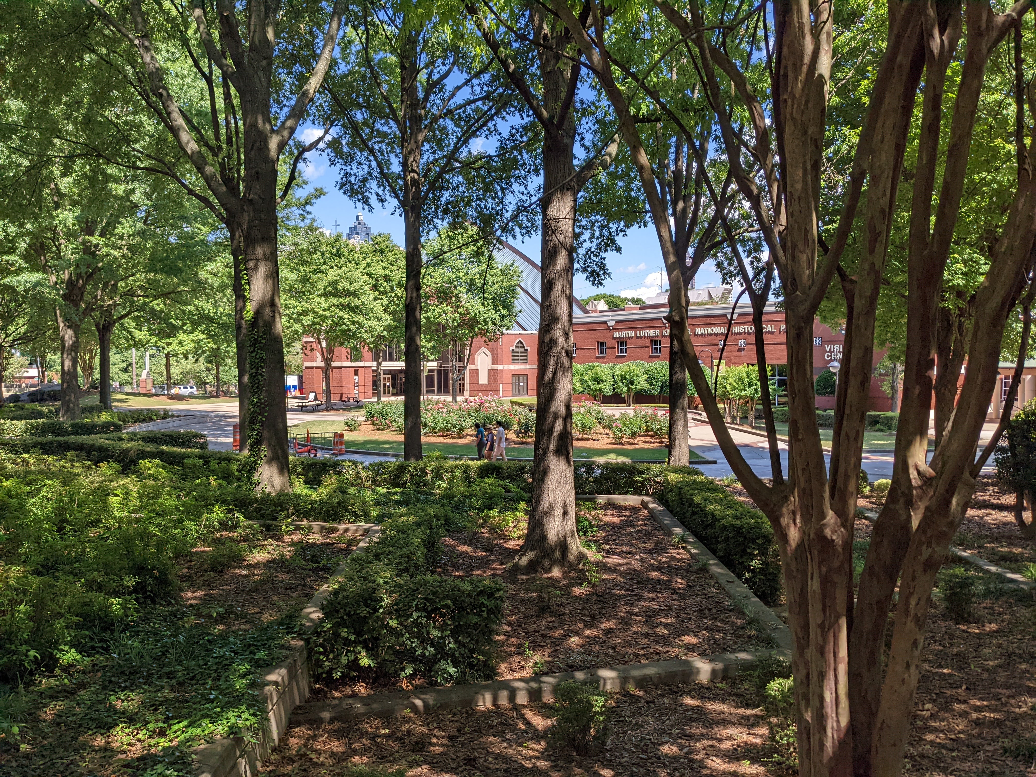 visitor center through trees